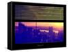 Window View with Venetian Blinds: View Buildings Manhattan at Sunset - Hudson River View-Philippe Hugonnard-Framed Stretched Canvas