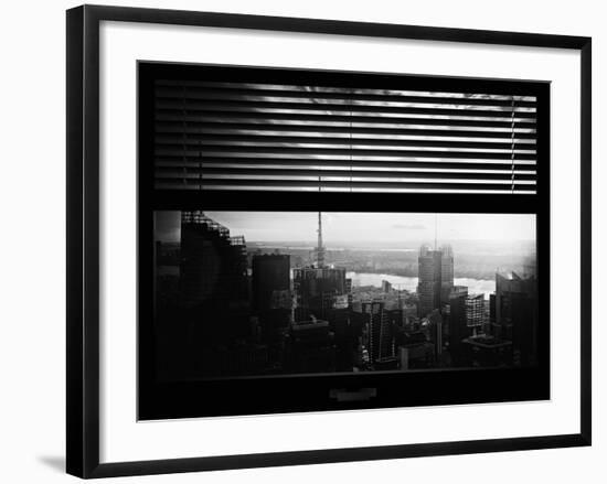 Window View with Venetian Blinds: View Buildings Manhattan at Sunset-Philippe Hugonnard-Framed Photographic Print