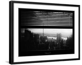 Window View with Venetian Blinds: View Buildings Manhattan at Sunset-Philippe Hugonnard-Framed Photographic Print