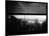 Window View with Venetian Blinds: View Buildings Manhattan at Sunset-Philippe Hugonnard-Stretched Canvas