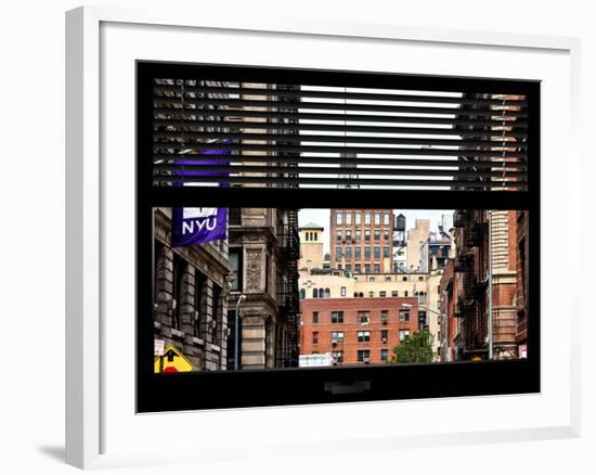 Window View with Venetian Blinds: View NYU Flag-Philippe Hugonnard-Framed Photographic Print
