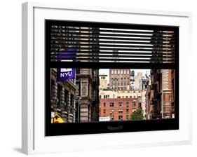 Window View with Venetian Blinds: View NYU Flag-Philippe Hugonnard-Framed Photographic Print