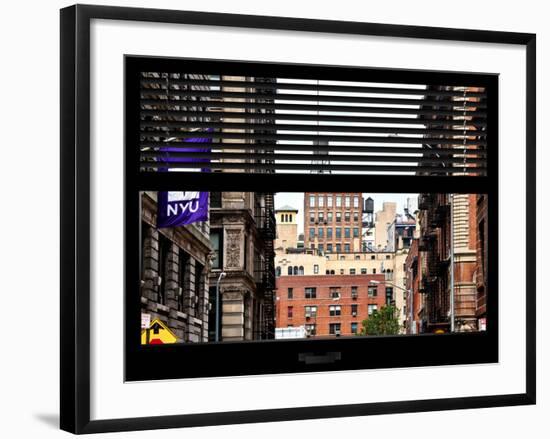 Window View with Venetian Blinds: View NYU Flag-Philippe Hugonnard-Framed Photographic Print