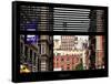 Window View with Venetian Blinds: View NYU Flag-Philippe Hugonnard-Framed Stretched Canvas