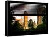 Window View with Venetian Blinds: View of Buildings along Central Park at Sunset-Philippe Hugonnard-Framed Stretched Canvas