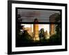 Window View with Venetian Blinds: View of Buildings along Central Park at Sunset-Philippe Hugonnard-Framed Photographic Print