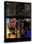 Window View with Venetian Blinds: View of Buildings on the 42nd Street in Times Square by Night-Philippe Hugonnard-Stretched Canvas