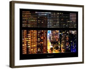 Window View with Venetian Blinds: View of Buildings on the 42nd Street in Times Square by Night-Philippe Hugonnard-Framed Photographic Print