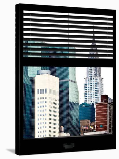 Window View with Venetian Blinds: View of the Top of the Chrysler Building-Philippe Hugonnard-Stretched Canvas