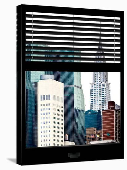 Window View with Venetian Blinds: View of the Top of the Chrysler Building-Philippe Hugonnard-Stretched Canvas