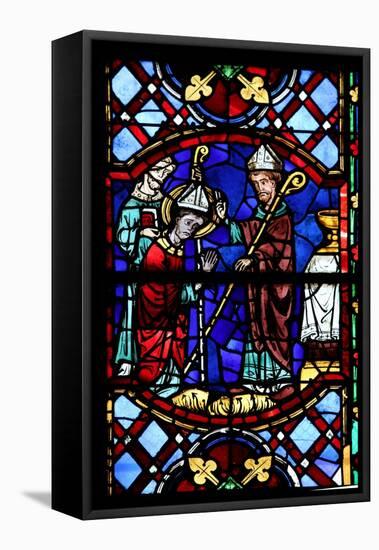 Window W04 Depicting St Martin Enthroned as a Bishop-null-Framed Stretched Canvas