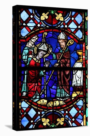 Window W04 Depicting St Martin Enthroned as a Bishop-null-Stretched Canvas