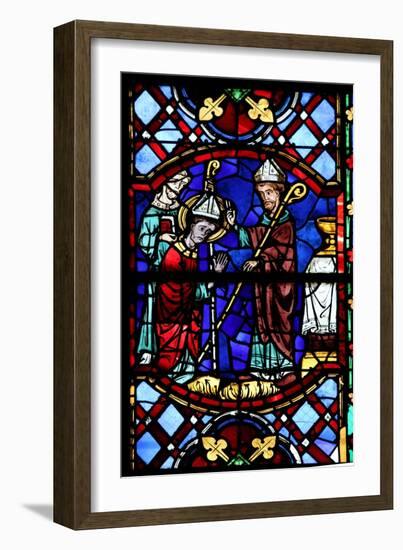 Window W04 Depicting St Martin Enthroned as a Bishop-null-Framed Giclee Print