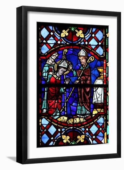 Window W04 Depicting St Martin Enthroned as a Bishop-null-Framed Giclee Print
