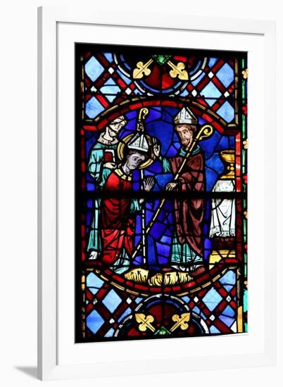 Window W04 Depicting St Martin Enthroned as a Bishop-null-Framed Giclee Print