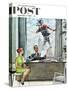"Window Washer" Saturday Evening Post Cover, September 17,1960-Norman Rockwell-Stretched Canvas