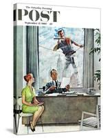 "Window Washer" Saturday Evening Post Cover, September 17,1960-Norman Rockwell-Stretched Canvas