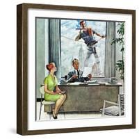 "Window Washer", September 17,1960-Norman Rockwell-Framed Giclee Print