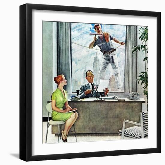 "Window Washer", September 17,1960-Norman Rockwell-Framed Giclee Print