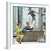 "Window Washer", September 17,1960-Norman Rockwell-Framed Giclee Print