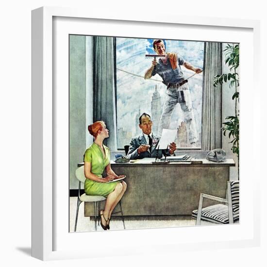 "Window Washer", September 17,1960-Norman Rockwell-Framed Giclee Print