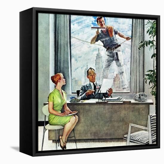 "Window Washer", September 17,1960-Norman Rockwell-Framed Stretched Canvas