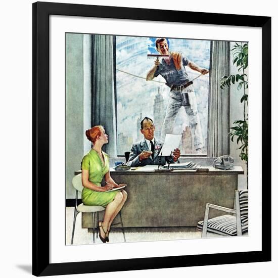 "Window Washer", September 17,1960-Norman Rockwell-Framed Giclee Print