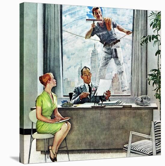 "Window Washer", September 17,1960-Norman Rockwell-Stretched Canvas