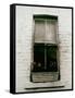 Window with Flower Box in Front of It-Nora Hernandez-Framed Stretched Canvas
