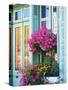 Window With Flowers, France, Europe-Guy Thouvenin-Stretched Canvas