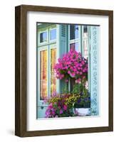 Window With Flowers, France, Europe-Guy Thouvenin-Framed Photographic Print