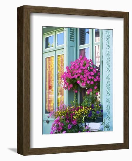 Window With Flowers, France, Europe-Guy Thouvenin-Framed Photographic Print