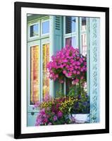 Window With Flowers, France, Europe-Guy Thouvenin-Framed Photographic Print