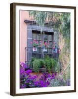 Window with Geraniums, San Miguel De Allende, Mexico-Alice Garland-Framed Premium Photographic Print