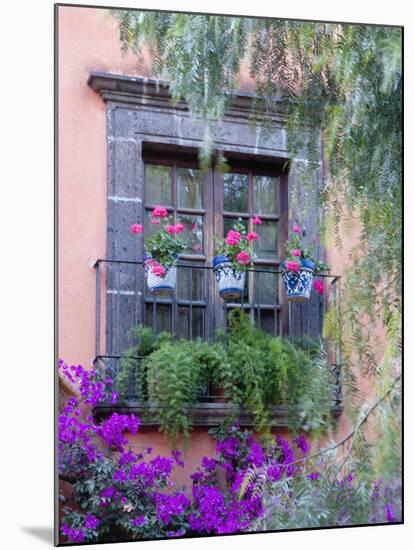 Window with Geraniums, San Miguel De Allende, Mexico-Alice Garland-Mounted Premium Photographic Print
