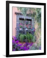 Window with Geraniums, San Miguel De Allende, Mexico-Alice Garland-Framed Photographic Print