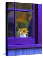 Window with Sunflowers in Vase-Steve Terrill-Stretched Canvas