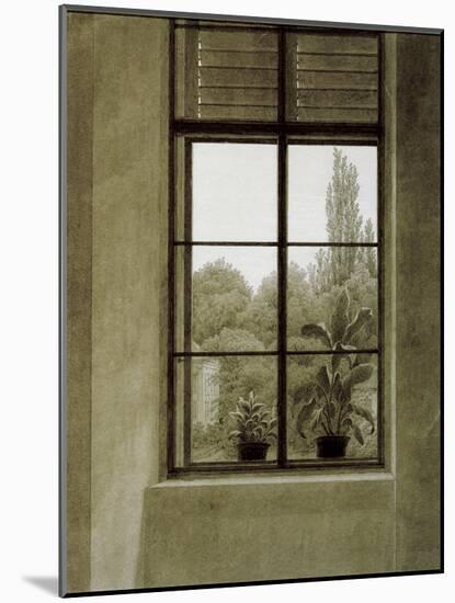 Window with View of a Park-Caspar David Friedrich-Mounted Giclee Print