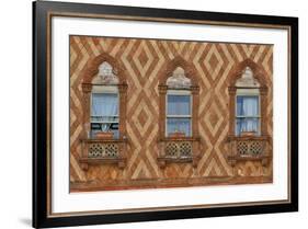 Windows and Brick Design Old Building, Venice, Italy-Darrell Gulin-Framed Photographic Print