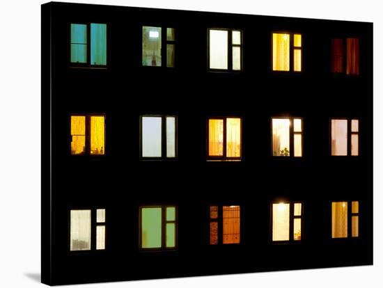 Windows at Night - Building Lights-pzAxe-Stretched Canvas