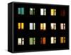 Windows at Night - Building Lights-pzAxe-Framed Stretched Canvas