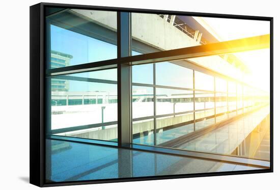 Windows in Modern Office Building-Aylandy-Framed Stretched Canvas