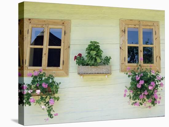 Windows of One of Unique Village Architecture Houses in Vlkolinec Village, Velka Fatra Mountains-Richard Nebesky-Stretched Canvas