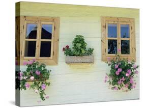 Windows of One of Unique Village Architecture Houses in Vlkolinec Village, Velka Fatra Mountains-Richard Nebesky-Stretched Canvas