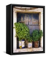 Windowsill, Paleohora, Crete, Greece-Peter Ryan-Framed Stretched Canvas