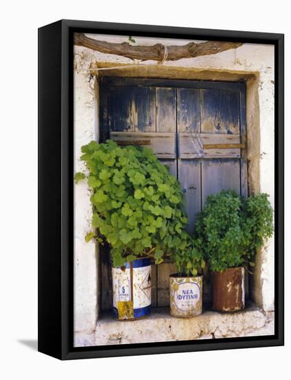 Windowsill, Paleohora, Crete, Greece-Peter Ryan-Framed Stretched Canvas