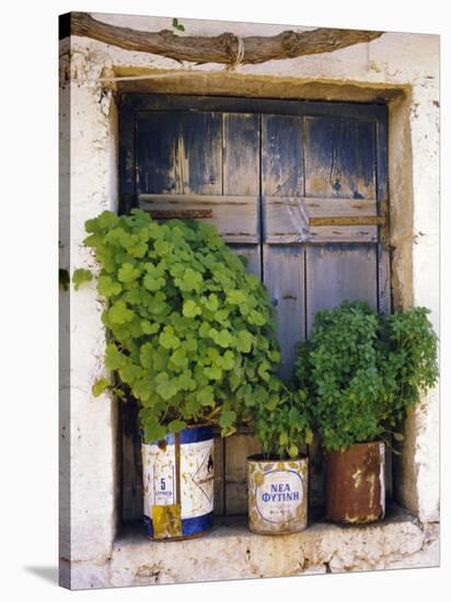 Windowsill, Paleohora, Crete, Greece-Peter Ryan-Stretched Canvas