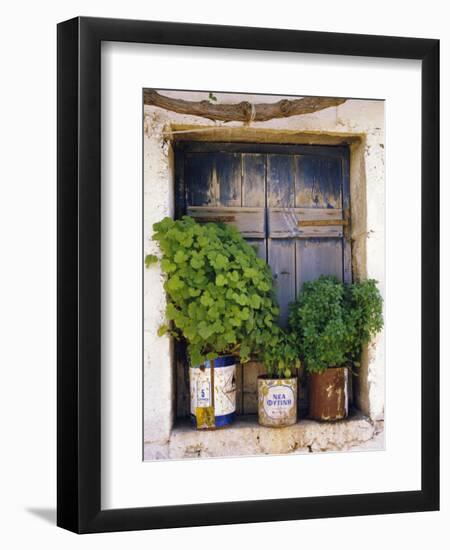 Windowsill, Paleohora, Crete, Greece-Peter Ryan-Framed Photographic Print