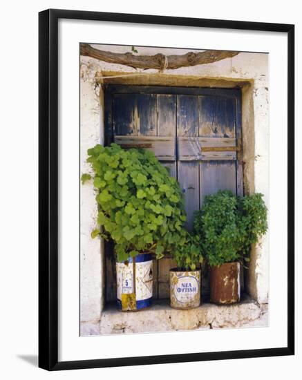 Windowsill, Paleohora, Crete, Greece-Peter Ryan-Framed Photographic Print