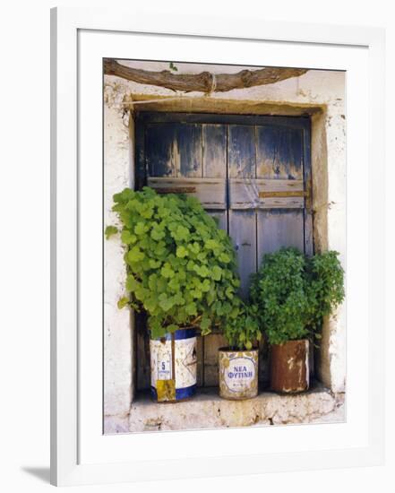 Windowsill, Paleohora, Crete, Greece-Peter Ryan-Framed Photographic Print